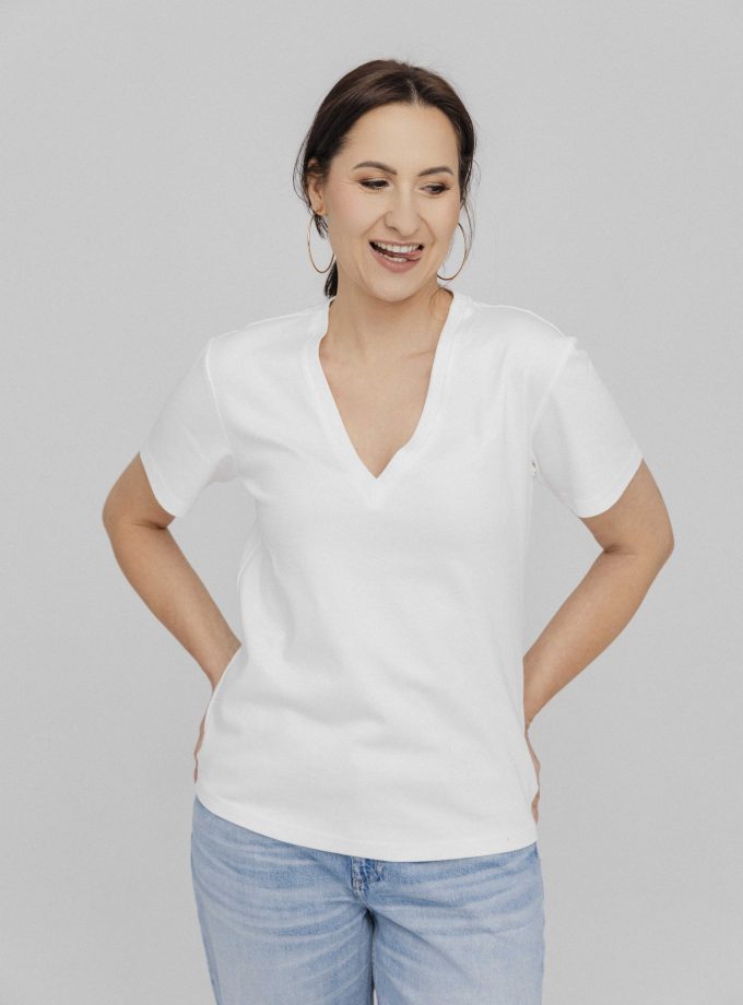 T-shirt Classic V-neck off-White